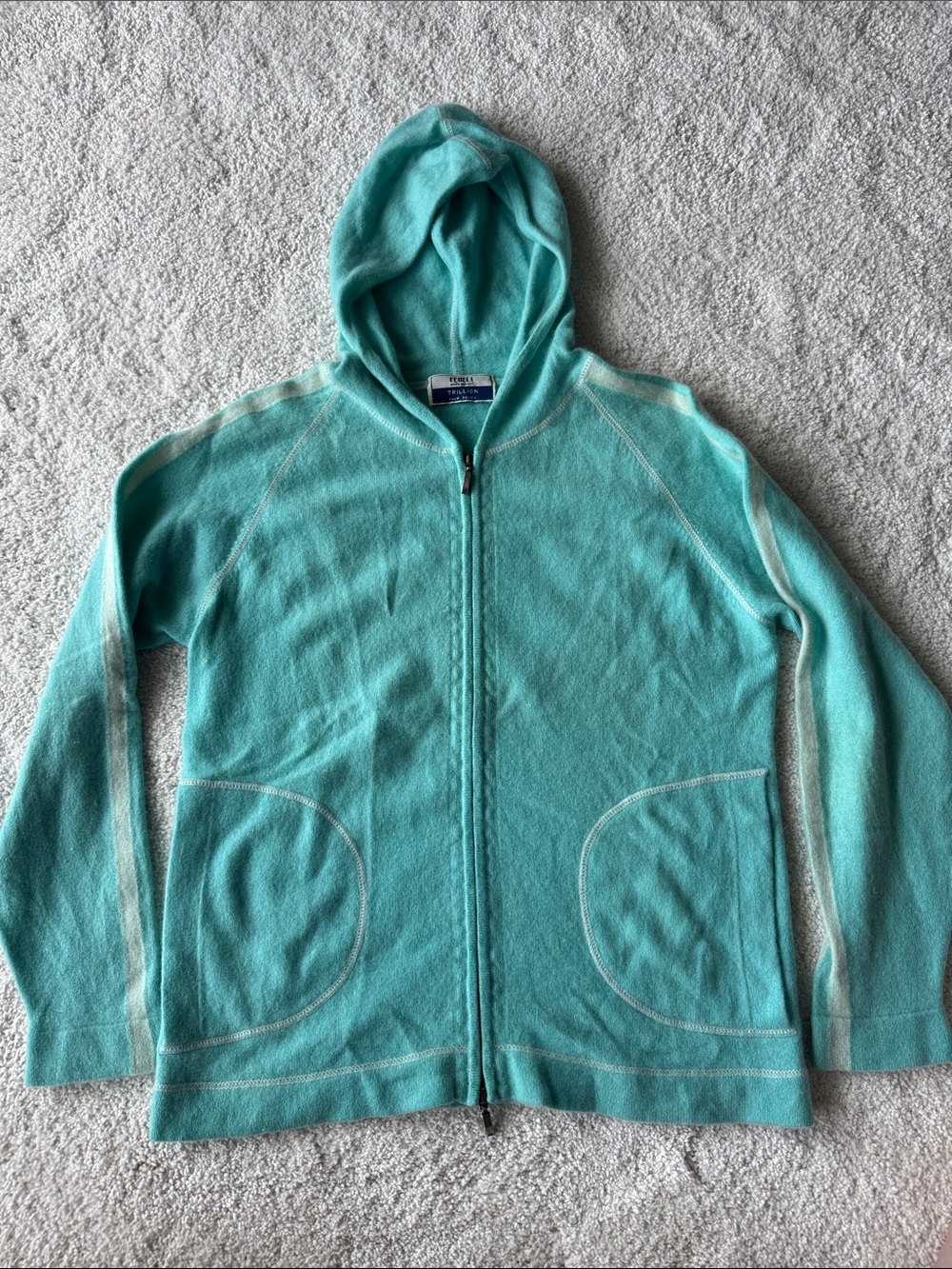Fedeli Trillion Cashmere Aqua Zip-Up Hoodie